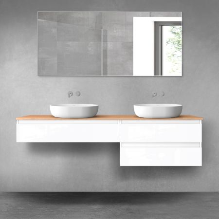 Oltens Vernal bathroom furniture set 180 cm with countertop, white gloss/oak 68562000