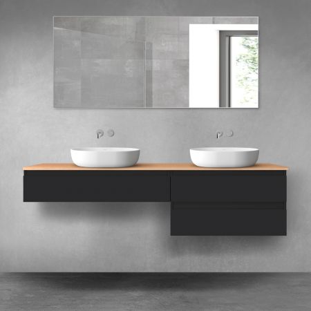 Oltens Vernal bathroom furniture set 180 cm with countertop, matte black/oak 68562300