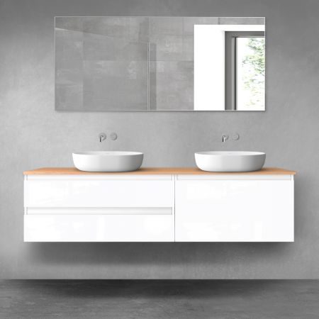 Oltens Vernal bathroom furniture set 180 cm with countertop, white gloss/oak 68567000