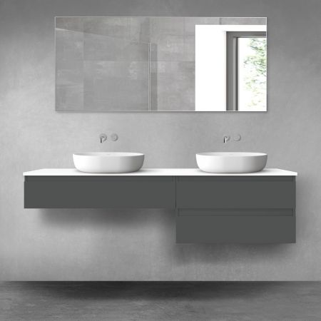 Oltens Vernal bathroom furniture set 180 cm with countertop, matte graphite/white gloss 68571400