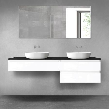 Oltens Vernal bathroom furniture set 180 cm with countertop, white gloss/matte black 68580000