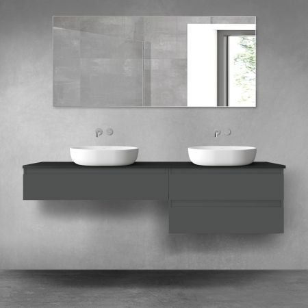 Oltens Vernal bathroom furniture set 180 cm with countertop, matte graphite/matte black 68580400