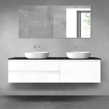 Oltens Vernal bathroom furniture set 180 cm with countertop, white gloss/matte black 68585000