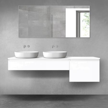 Oltens Vernal bathroom furniture set 180 cm with countertop, white gloss 68595000