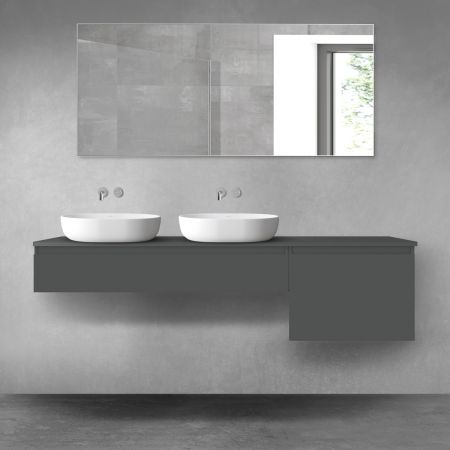 Oltens Vernal bathroom furniture set 180 cm with countertop, matte graphite 68595400