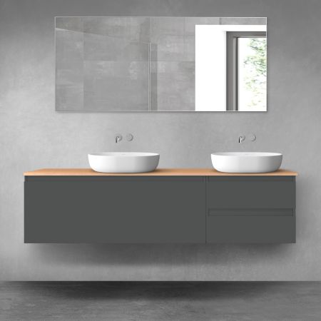Oltens Vernal Badmöbel-Set 180 cm mit Arbeitsplatte in Graphit matt/Eiche 68599400