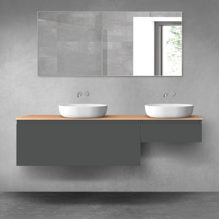 Oltens Vernal 180 cm bathroom furniture set with a matt graphite/oak worktop 68602400