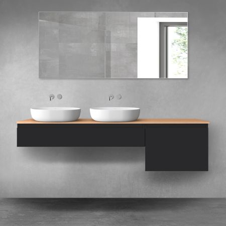 Oltens Vernal bathroom furniture set 180 cm with countertop, matte black/oak 68604300