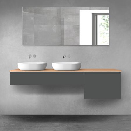 Oltens Vernal bathroom furniture set 180 cm with countertop, matte graphite/oak 68604400