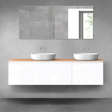 Oltens Vernal – koupelnová sestava 180 cm s deskou, bílý lesk/dub 68605000