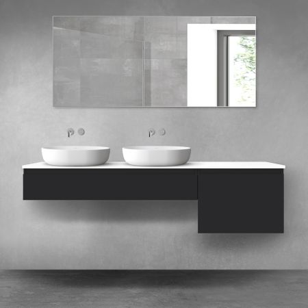 Oltens Vernal bathroom furniture set 180 cmwith countertop, matte black/white gloss 68613300