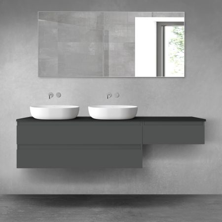 Oltens Vernal bathroom furniture set 180 cm with countertop, matte graphite/matte black 68618400