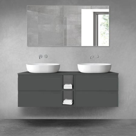 Oltens Vernal bathroom furniture set 140 cm with countertop, matte graphite 68625400