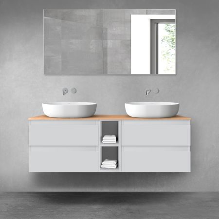 Oltens Vernal bathroom furniture set 140 cm with countertop, matte grey/oak 68626700