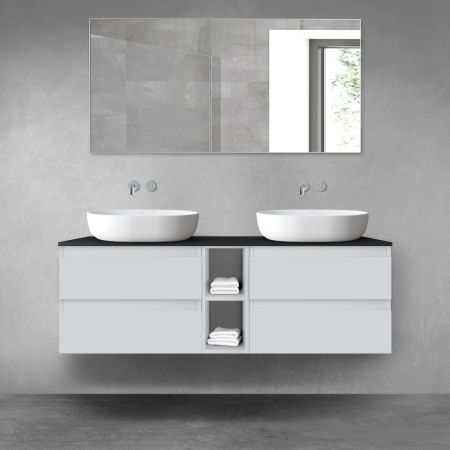 Oltens Vernal bathroom furniture set 140 cm with countertop, matte grey/matte black 68628700