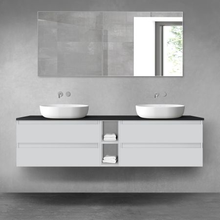 Oltens Vernal bathroom furniture set 180 cm with countertop, matte grey/matte black 68632300