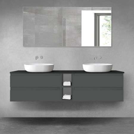 Oltens Vernal bathroom furniture set 180 cm with countertop, matte graphite/matte black 68632400