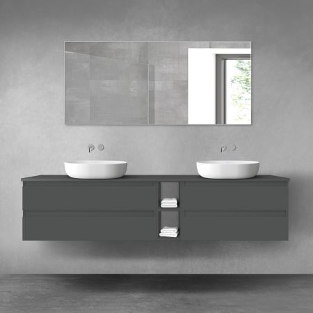 Oltens Vernal bathroom furniture set 200 cm with countertop, matte graphite 68641400