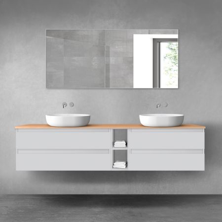 Oltens Vernal bathroom furniture set 200 cm with countertop, matte grey/oak 68642700