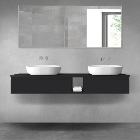 Oltens Vernal bathroom furniture set 160 cm with countertop, matte black 68653300