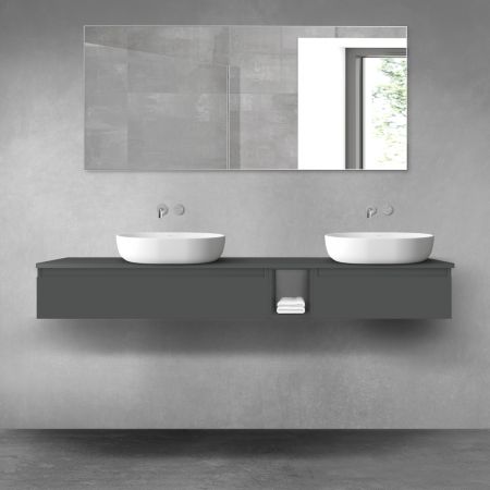 Oltens Vernal bathroom furniture set 180 cm with countertop, matte graphite 68657400