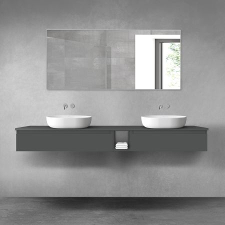 Oltens Vernal bathroom furniture set 200 cm with countertop, matte graphite 68661400