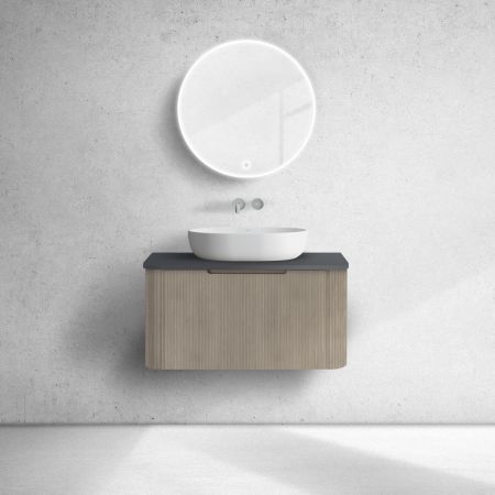 Oltens Hamnes sada koupelnového nábytku 80 cm s horní deskou, dub/matná černá 68671060