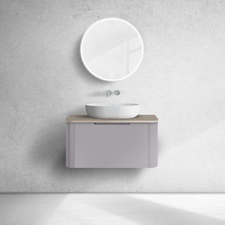 Oltens Hamnes sada koupelnového nábytku 80 cm s horní deskou, kašmírová/dub 68672900