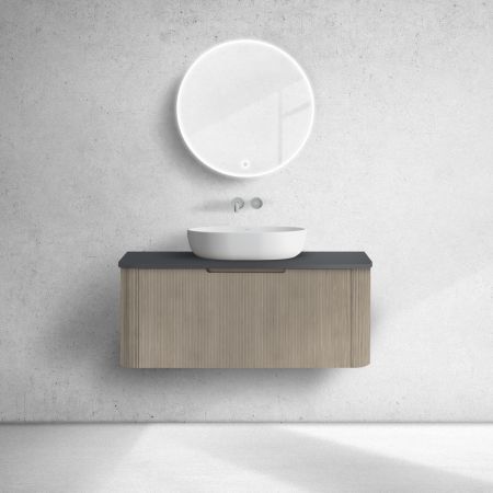 Oltens Hamnes szafka 100 cm podumywalkowa wisząca z blatem dąb/czarny mat 68675060