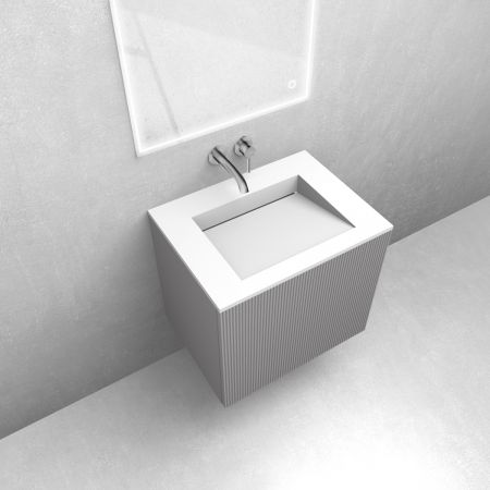 Zestaw Oltens Lun szafka podumywalkowa 60 cm z umywalką Stila LavaForm kaszmir/biały mat 68749900