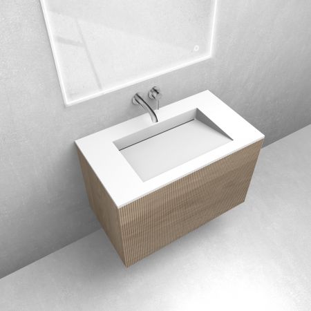 Zestaw Oltens Lun szafka podumywalkowa 80 cm z umywalką Stila LavaForm dąb/biały mat 68751060