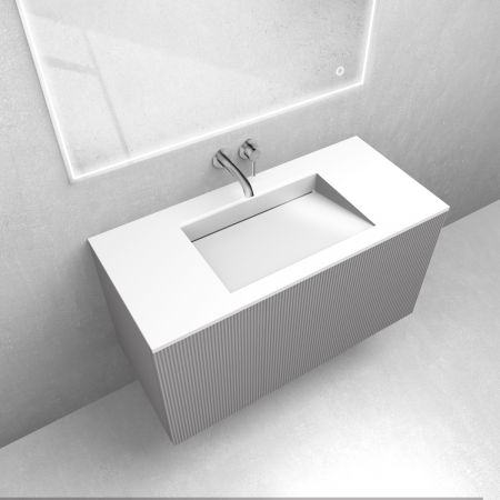 Zestaw Oltens Lun szafka podumywalkowa 100 cm z umywalką Stila LavaForm kaszmir/biały połysk 68752900