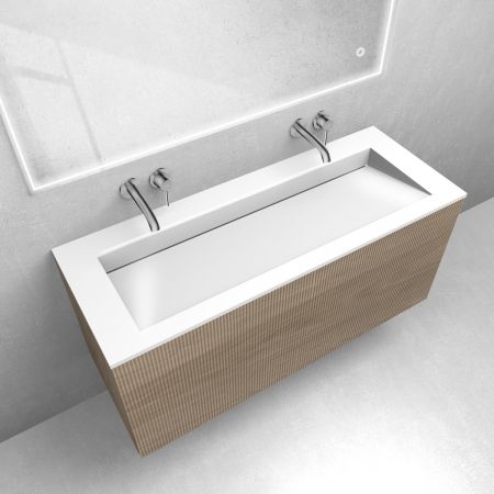 Zestaw Oltens Lun szafka podumywalkowa 120 cm z umywalką Stila LavaForm dąb/biały połysk 68754060