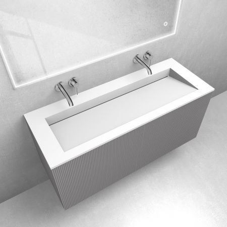 Zestaw Oltens Lun szafka podumywalkowa 120 cm z umywalką Stila LavaForm kaszmir/biały mat 68755900