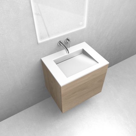 Zestaw Oltens Lun szafka podumywalkowa 60 cm z umywalką Stila LavaForm dąb/biały połysk 68758060