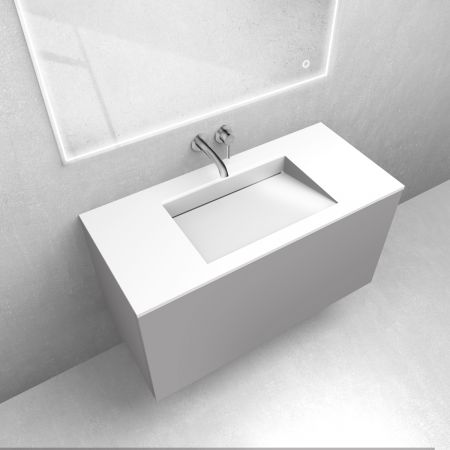 Zestaw Oltens Lun szafka podumywalkowa 100 cm z umywalką Stila LavaForm kaszmir/biały połysk 68762900