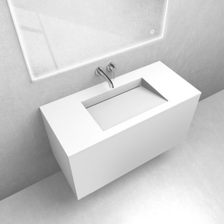 Zestaw Oltens Lun szafka podumywalkowa 100 cm z umywalką Stila LavaForm biały mat 68763000