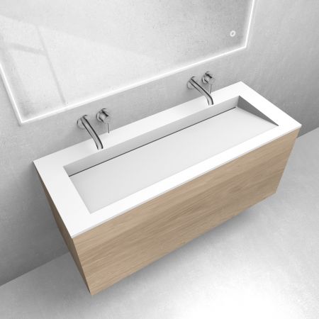 Zestaw Oltens Lun szafka podumywalkowa 120 cm z umywalką Stila LavaForm dąb/biały mat 68765060