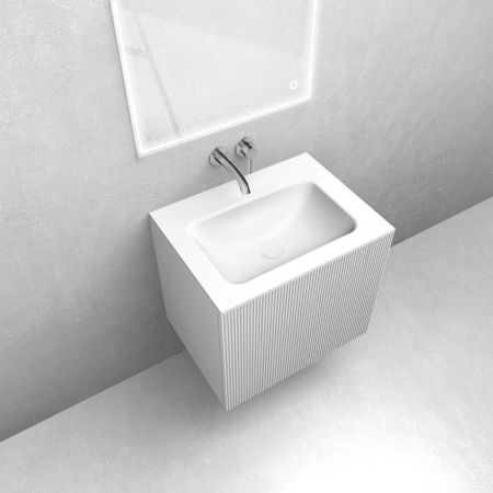 Zestaw Oltens Lun szafka podumywalkowa 60 cm z umywalką Kalla LavaForm biały mat 68769000