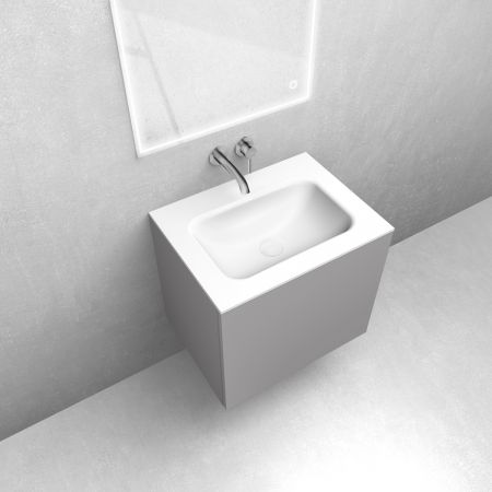 Zestaw Oltens Lun szafka podumywalkowa 60 cm z umywalką Kalla LavaForm kaszmir/biały mat 68781900