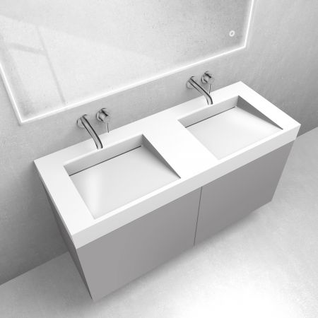 Zestaw Oltens Lun szafka podumywalkowa 120 cm z umywalką Stila LavaForm kaszmir/biały połysk 68802900