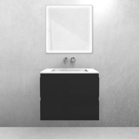Oltens Vernal set: 60 cm vanity unit with Stila LavaForm washbasin in matt black/gloss white 68806300