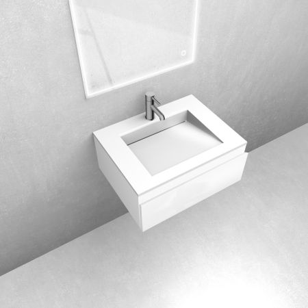 Oltens Vernal set: 60 cm vanity unit with Stila LavaForm washbasin in gloss white 68807000