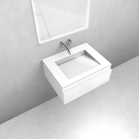 Oltens Vernal set: 60 cm vanity unit with Stila LavaForm washbasin in gloss white 68807000