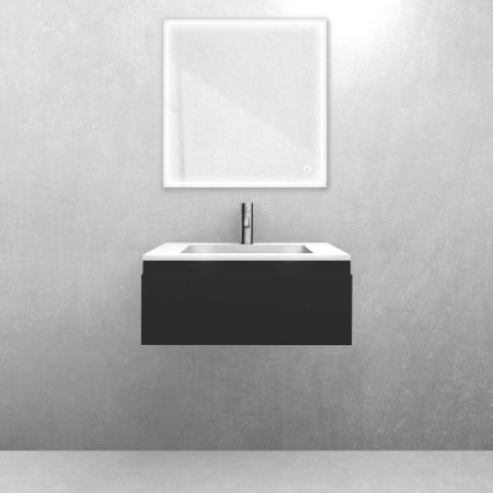 Oltens Vernal set: 60 cm vanity unit with Stila LavaForm washbasin, matt black/gloss white, 68807300