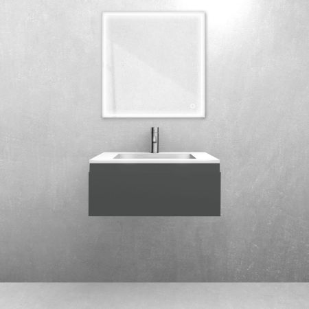 Oltens Vernal set: 60 cm vanity unit with Stila LavaForm washbasin in matt graphite/gloss white 68807400