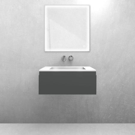 Oltens Vernal set: 60 cm vanity unit with Stila LavaForm washbasin in matt graphite/gloss white 68807400