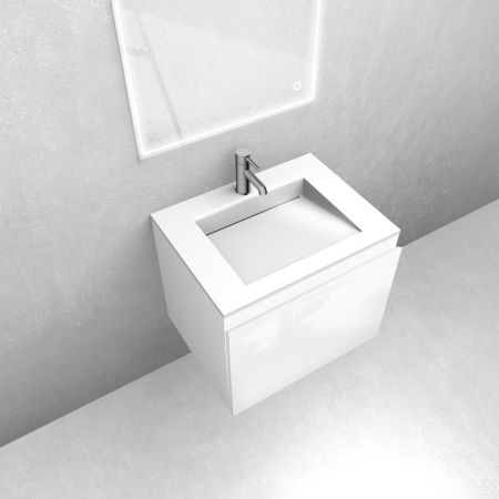 Oltens Vernal set: 60 cm vanity unit with Stila LavaForm washbasin in gloss white 68808000