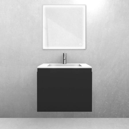 Oltens Vernal set: 60 cm vanity unit with Stila LavaForm washbasin in matt black/gloss white 68808300