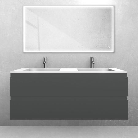 Oltens Vernal set: 120 cm vanity unit with Stila LavaForm washbasin in matt graphite/gloss white 68817400